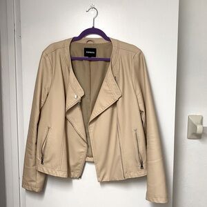 Express Women’s Tan Leather Style Jacket Size Large